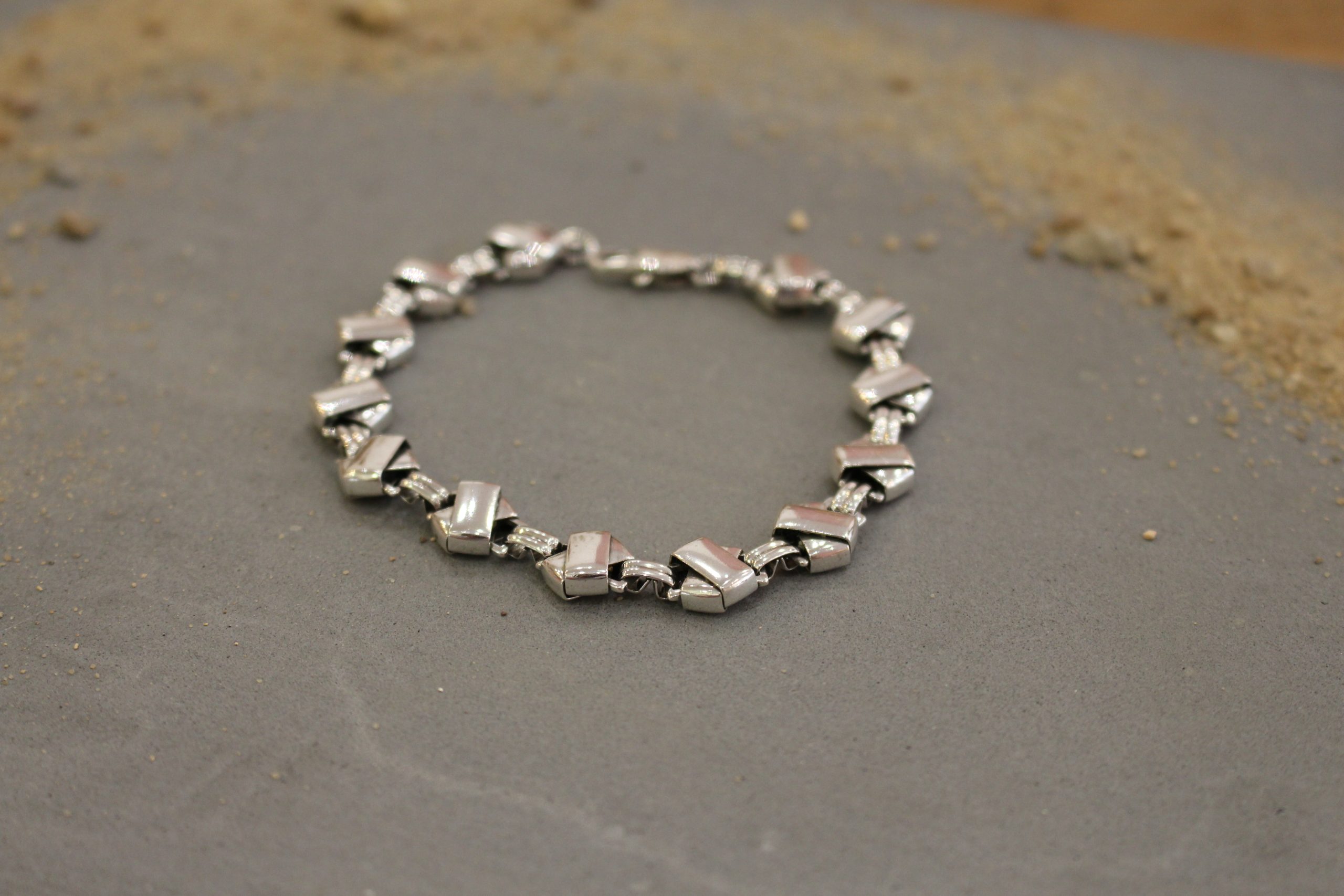 bracelet puissance argenté homme maille losange