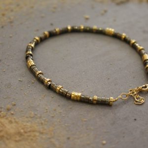 bracelet doré et pyrite bijou homme
