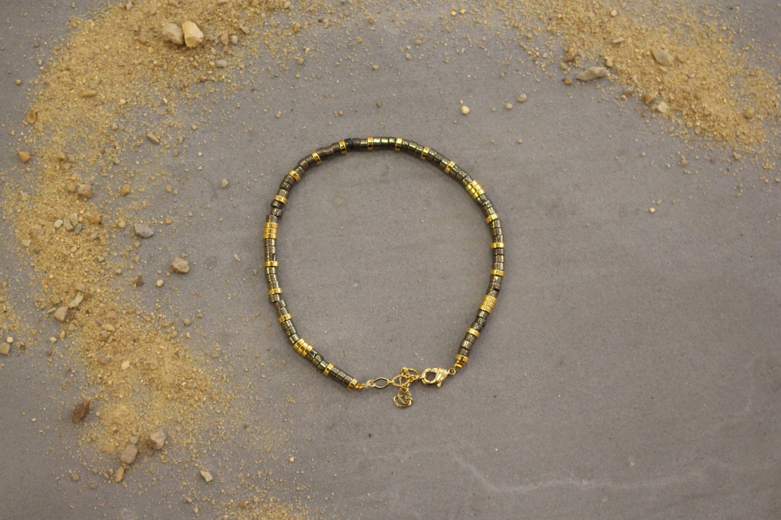 Bracelet FONDEMENT laiton doré et pyrites – Image 3