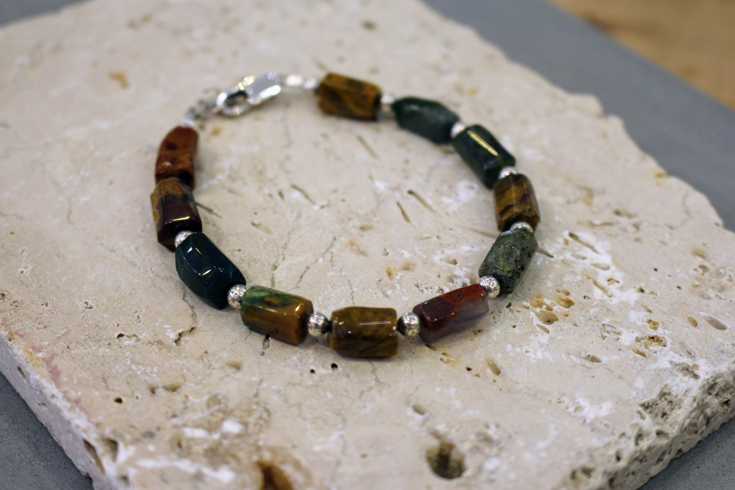 Bracelet bijou homme pierre baroque jaspe