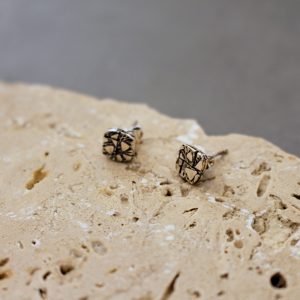 boucles d'oreilles empreinte argenté