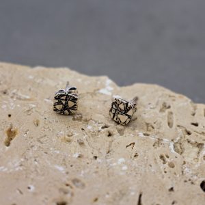 boucles d'oreilles empreinte argenté