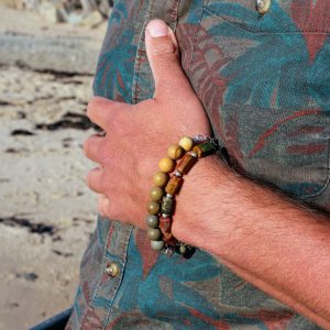 bracelet homme perle ronde jaspe picasso