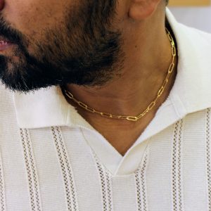 Idée cadeau bijou homme collier doré homme maille