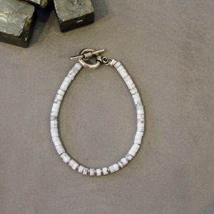 Bijou homme Bracelet argenté homme howlite