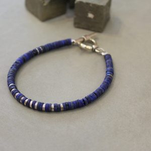 bracelet homme argenté lapis lazuli