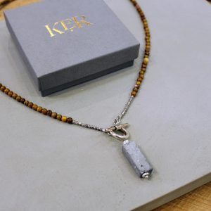 bijou artisanal homme collier jaspe pendentif rectangulaire quartz palladium
