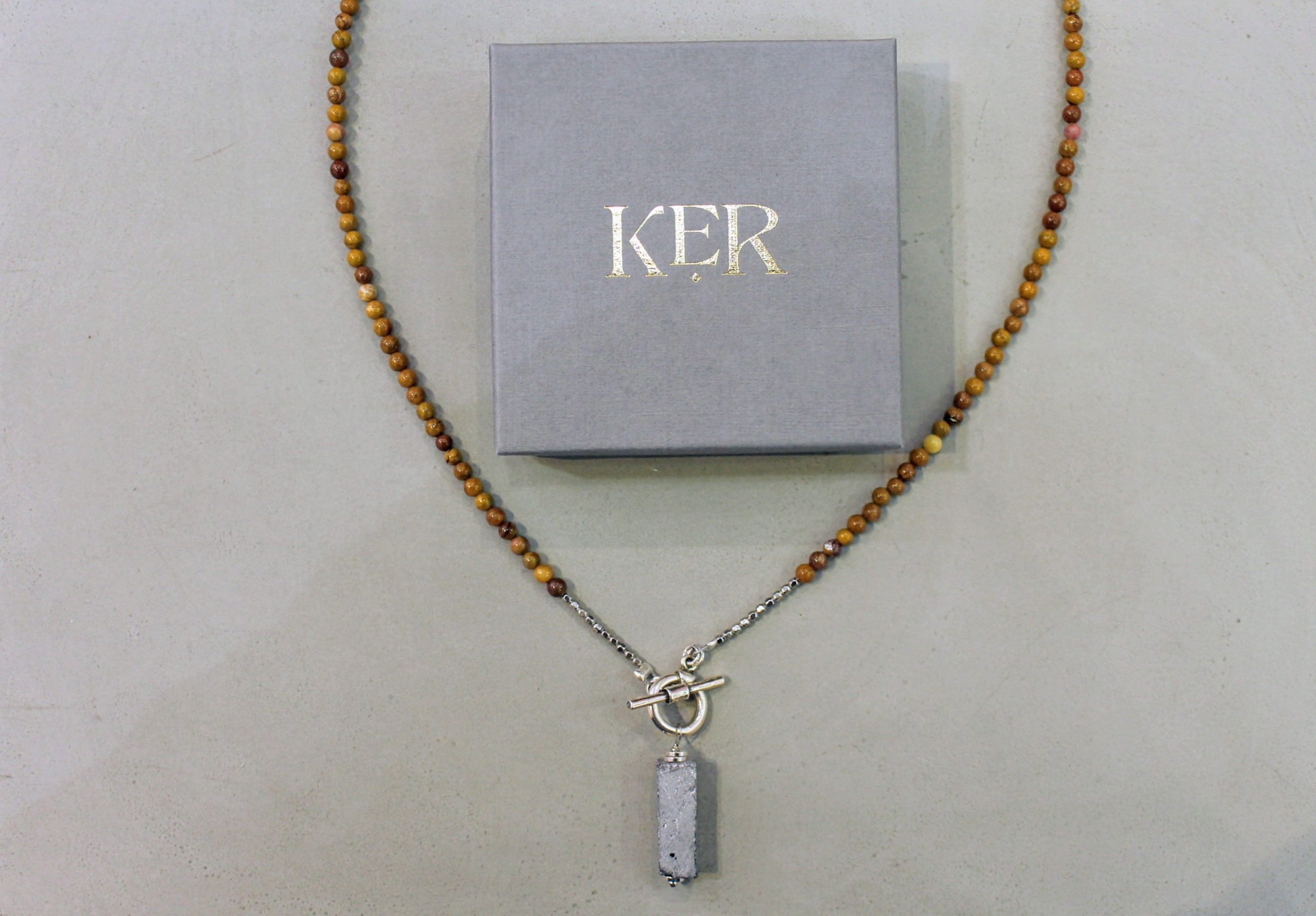 Collier COLONNE argenté et jaspe paysage – Image 4