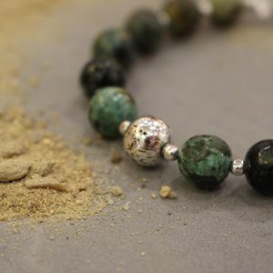 Idée cadeau homme Bracelet argenté pierre naturelle turquoise