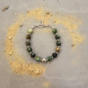 Idée cadeau homme bijou Bracelet argenté turquoise pierre naturelle