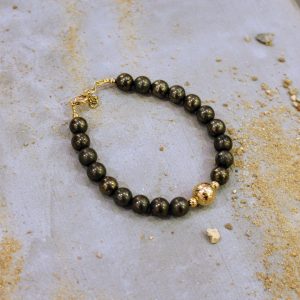 Idée cadeau homme bijou bracelet doré homme pyrite