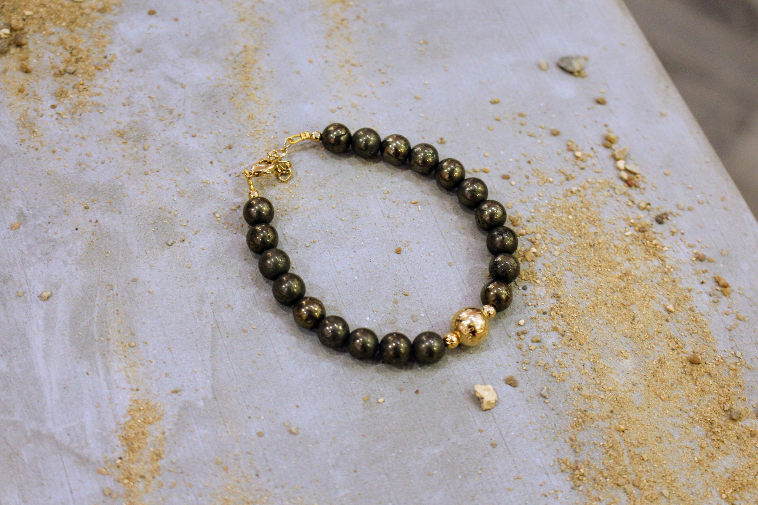 Idée cadeau homme bijou bracelet doré homme pyrite