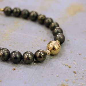 Idée cadeau bracelet homme doré et pyrite