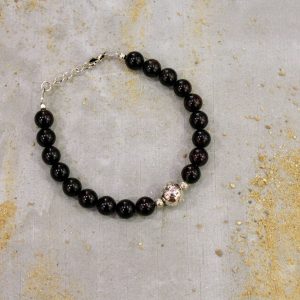 Idée cadeau bijou homme bracelet homme grenat argenté