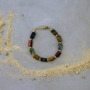 Idée cadeau homme bijou Bracelet doré homme jaspe picasso
