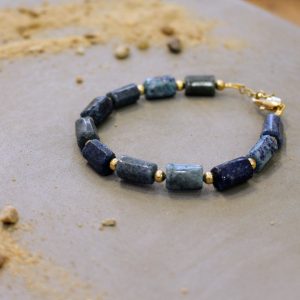 Idée cadeau pour homme Bracelet homme bleu et doré aventurine bleue