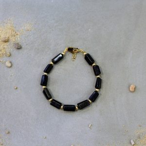 Idée cadeau homme bijou Bracelet obsidienne dorée