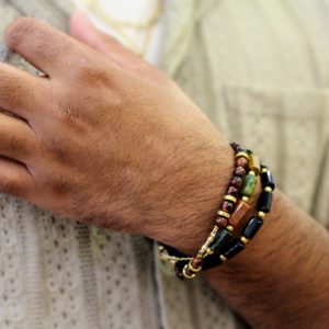 Idée cadeau homme bijou Bracelet pierre naturelle forme tube