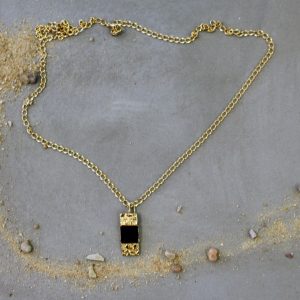 Idée cadeau bijou homme collier doré et noir médaille