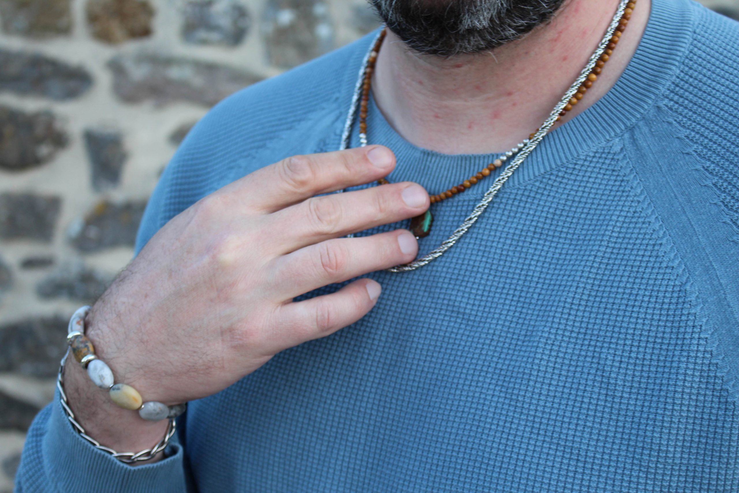 Idée cadeau collier homme pierres naturelles